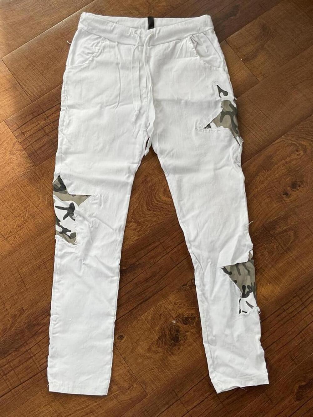 Super Nice Venti6 White Camo Star Patchwork Joggers Size Small
